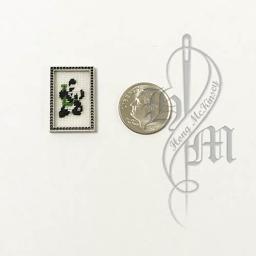 Petit point Panda with Name Initial L w/ Silver wooden frame - Click Image to Close